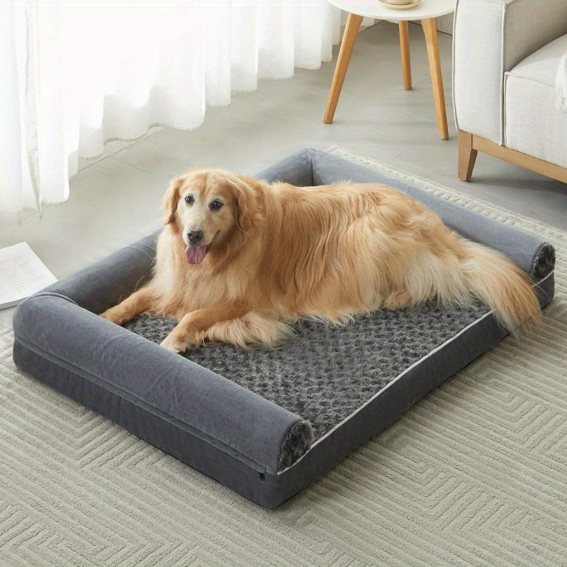 [Luxury Dog Bed] Luxury Rose Velvet Dog Bed/Cat Bed | Three-Sided Protection Cervical Design, Breathable and Refreshing for All Seasons, Durable Soft Long Plush