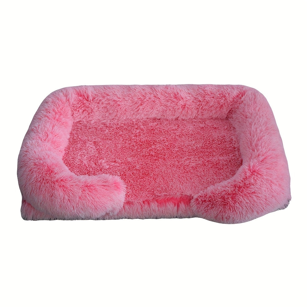 Removable Double-Layer Long Fur Pet Sofa for Dogs, Polyester Fiber Fill, Small to Large Breed Dog Bed, Easy Assembly, Mixed Colors, Cozy Plush Texture, Detachable Design for Cleaning, Perfect for All Seasons, Sofa Pet Bed