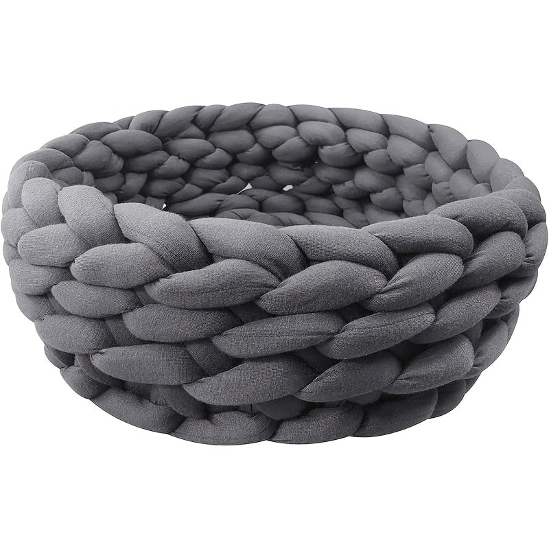1pc Lucky Monet Cat Cave Bed, Knitted Round Pet Bed, Cute Bohemian Style Warm Woven Nest, Suitable for Puppies and Cats