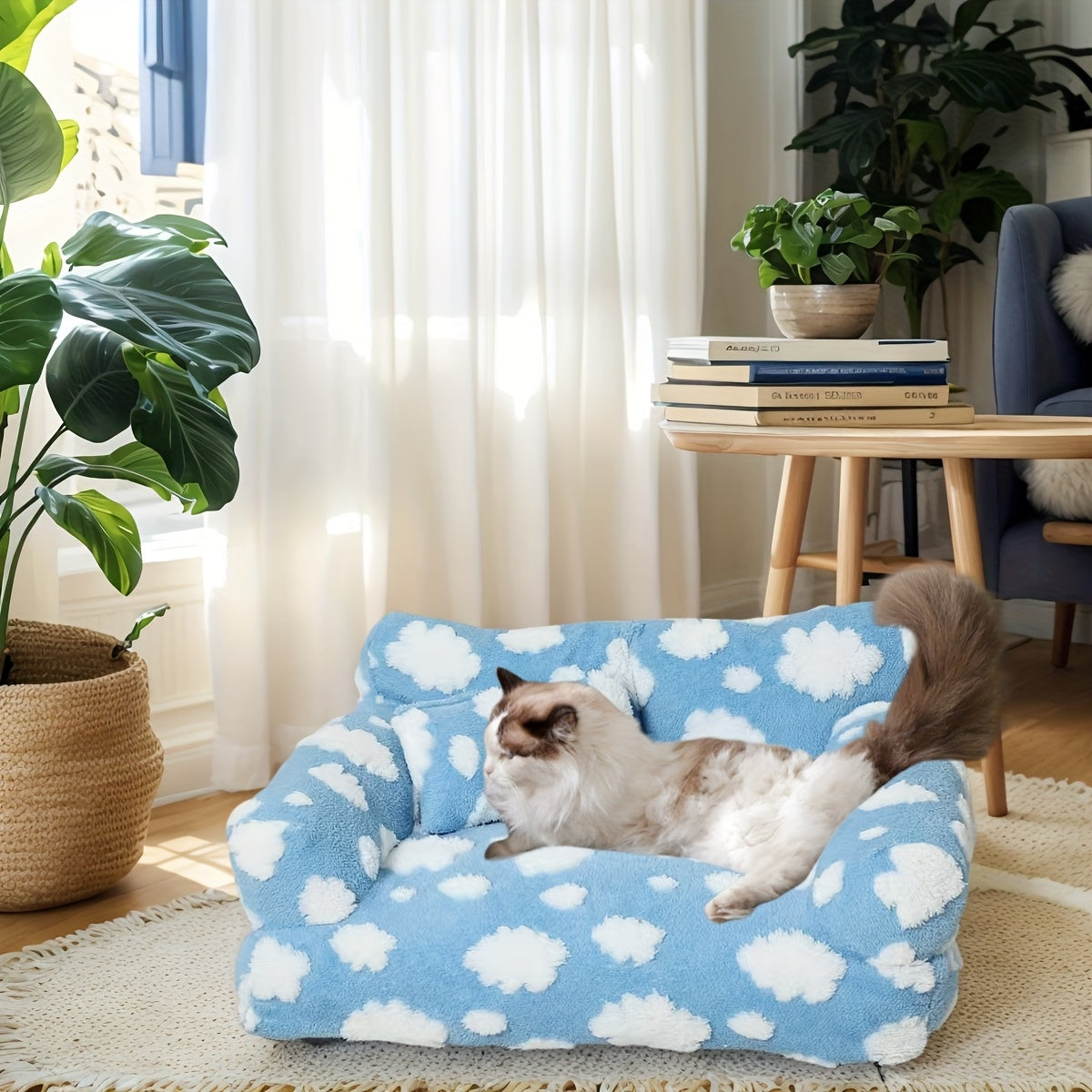 [Cozy Pet Sofa] Large Cozy Cloud Pattern Pet Sofa Bed | Soft & Warm, Detachable Cover, Durable Polyester, Ideal for Indoor/Outdoor Use, All-Season Sofa Bed for Dogs & Cats
