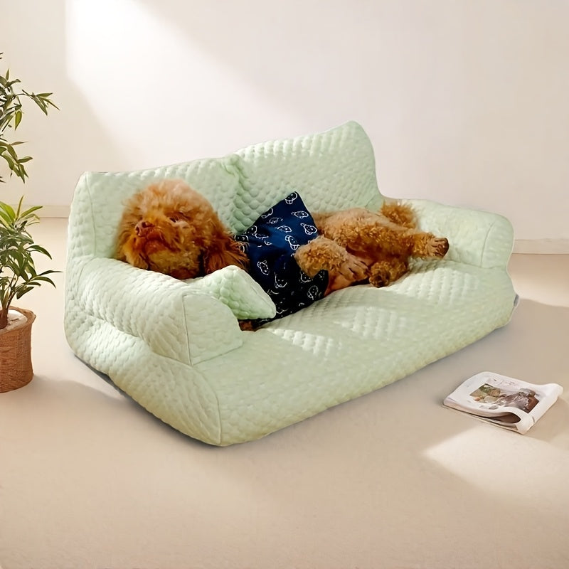 Large Green Ice Bean Fabric Sofa for Dogs & Cats - Cooling Durable Bed with Plush Polyester Fill, All-Season Cozy Sleeping for Small Medium Large Pets, Multi-Size Options for Living Room & Bedroom, Pet Comfort Bed, Playful Design, Snug Pet Furniture