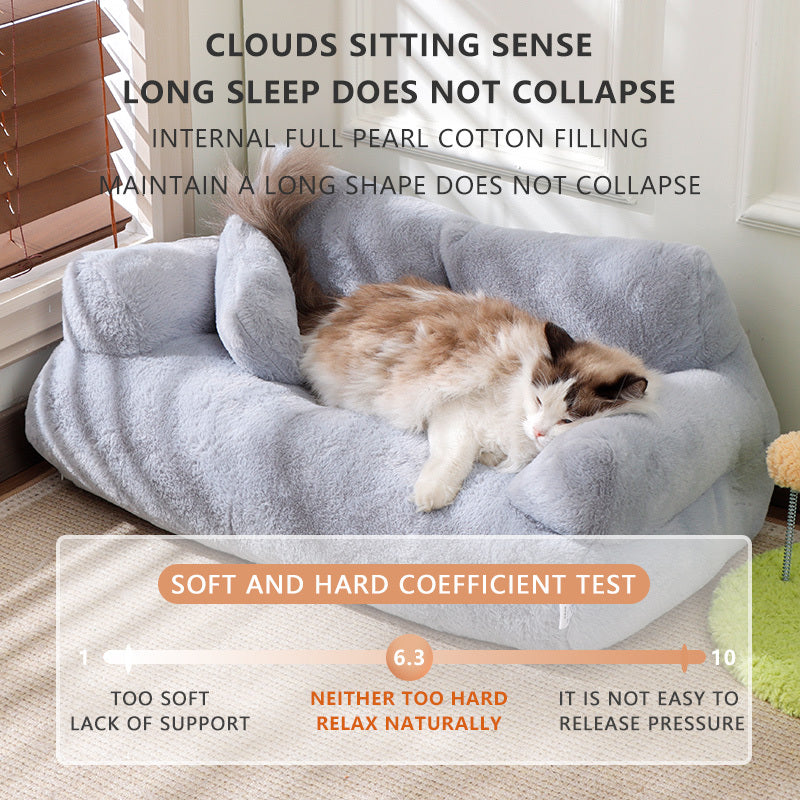 Gray Cat Sofa Bed - 21.65x14.96x7.87inch Detachable Polyester Pet Bed with Plush Cushion, Soft & Durable All-Season Indoor Cat Bed for Small Dogs & Cats, Cozy Home Decor, Cat Bed for Dogs, Cozy Pet Furniture, Modern Pet Furniture, Durable Pet Furniture