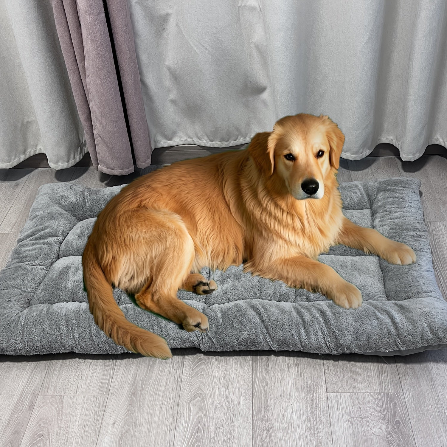 1pc Extra Large Plush Dog Bed Mat, Ultra-Soft Polyester Pet Sofa with Checkered Pattern, Thickened Fiber Filling for Cozy Comfort - Ideal for Small, Medium, and Large Dogs