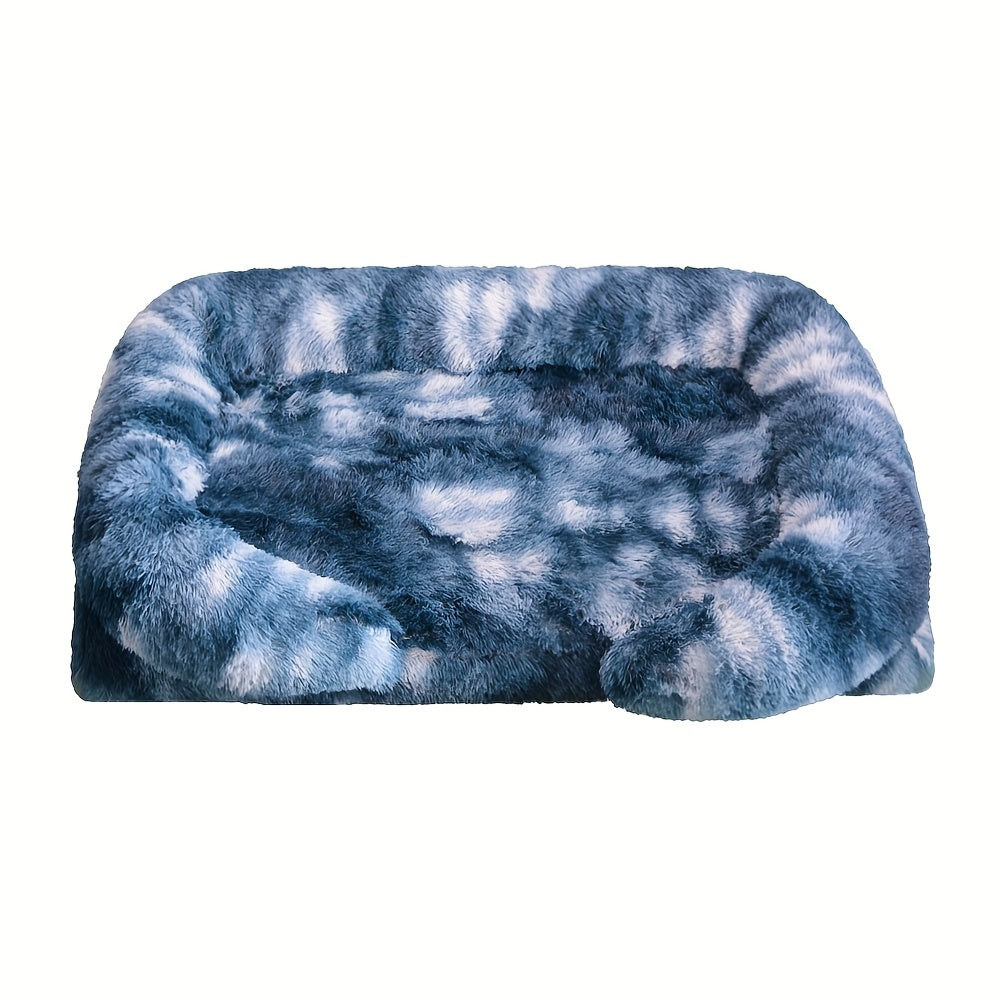 Removable Double-Layer Long Fur Pet Sofa for Dogs, Polyester Fiber Fill, Small to Large Breed Dog Bed, Easy Assembly, Mixed Colors, Cozy Plush Texture, Detachable Design for Cleaning, Perfect for All Seasons, Sofa Pet Bed
