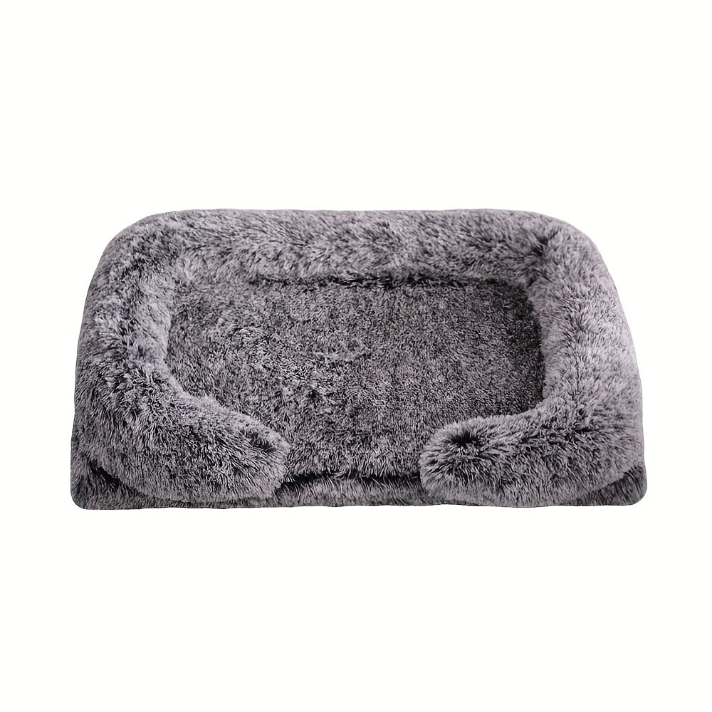 Removable Double-Layer Long Fur Pet Sofa for Dogs, Polyester Fiber Fill, Small to Large Breed Dog Bed, Easy Assembly, Mixed Colors, Cozy Plush Texture, Detachable Design for Cleaning, Perfect for All Seasons, Sofa Pet Bed