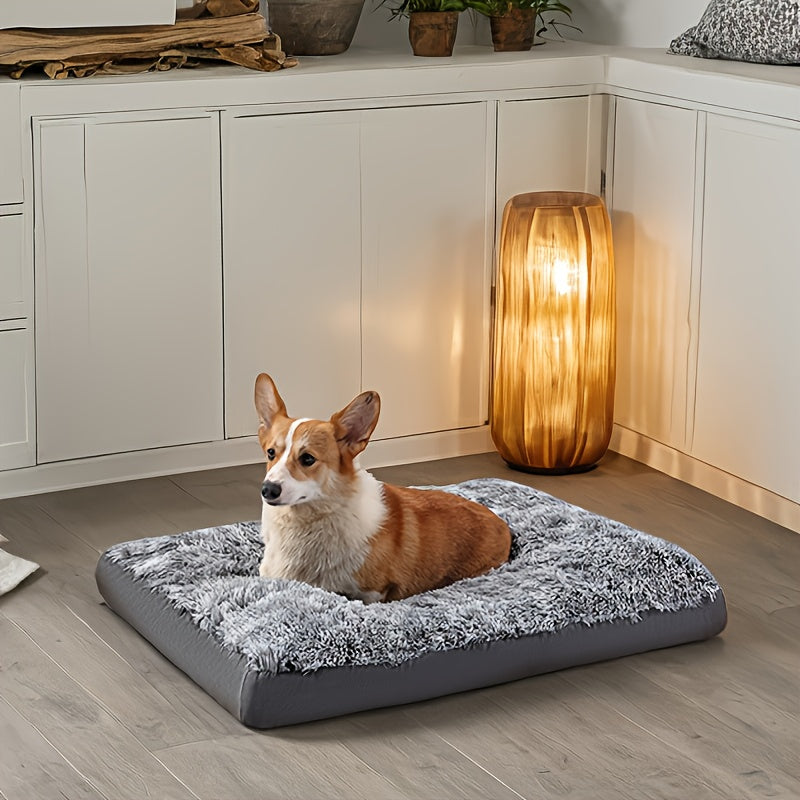 Luxury Plush Dog Bed with Non-Slip Bottom - Cushioned Interior, Easy-Clean Surface, All-Season Indoor/Outdoor Use - Soft Polyester Pet Bed for Medium, Small, Extra-Small Dogs - Modern Home Decor Elegant Gray, Pet Comfort Enhancement, Stylish Pet Accessory