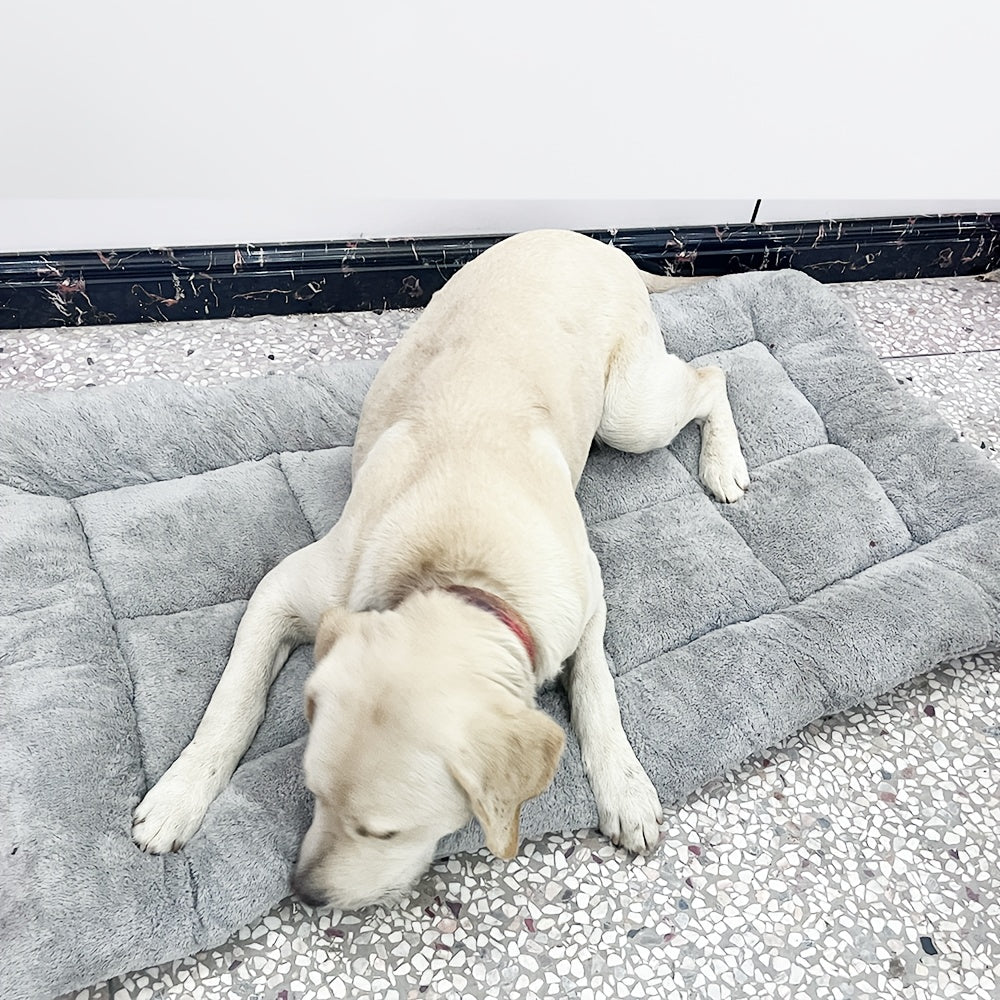 1pc Extra Large Plush Dog Bed Mat, Ultra-Soft Polyester Pet Sofa with Checkered Pattern, Thickened Fiber Filling for Cozy Comfort - Ideal for Small, Medium, and Large Dogs