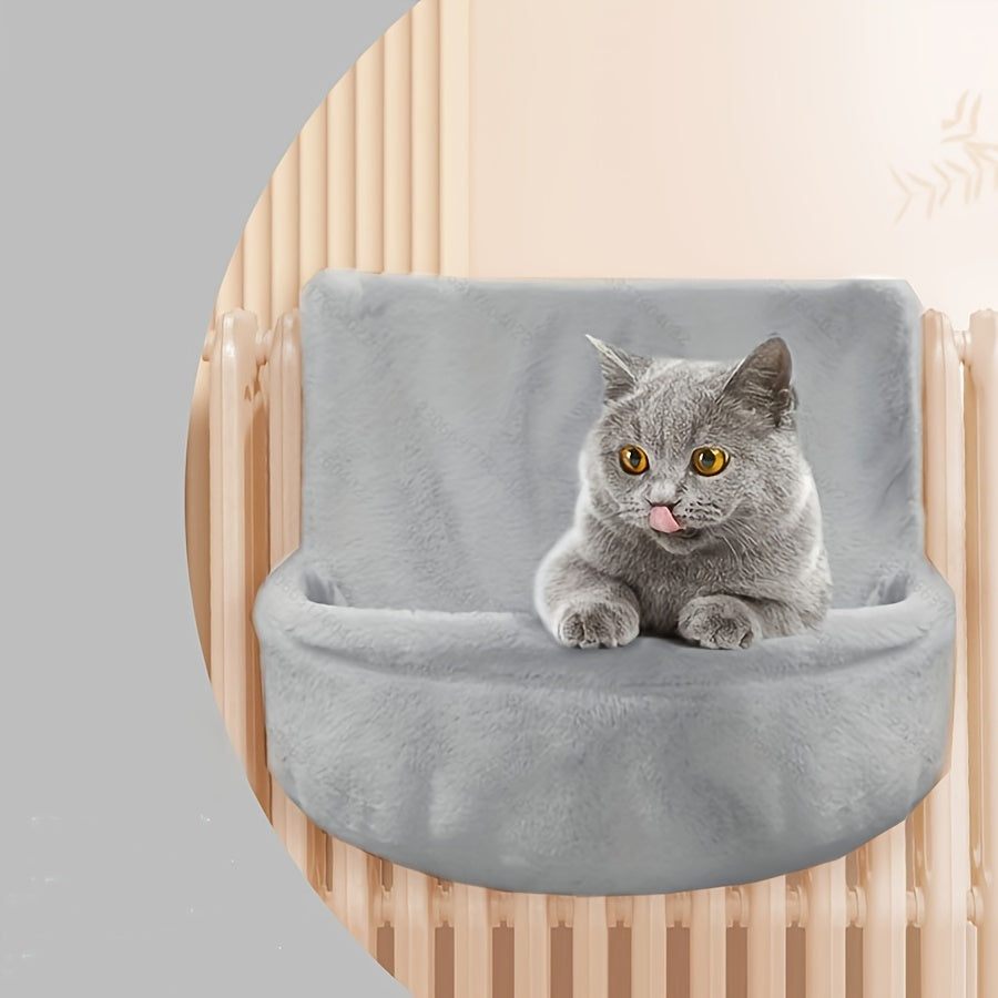 Sturdy Steel Frame Cat Hammock with Plush Polyester Circular Pet Bed - Warm & Comfortable Hanging Nest for Indoor/Outdoor Cats, Kittens, Puppies & Small Dogs - Easy to Assemble Safe Cozy Sleeping Bag, Cat Window Hammock, Soft Fabric, Indoor Pets