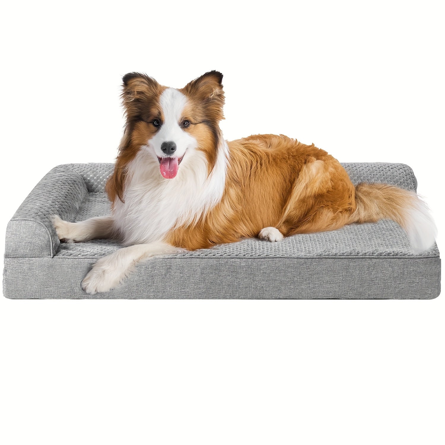 Orthopedic Dog Bed for Winter Warmth - Plush Gray Polyester Pet Bed with Ergonomic Support, Durable Rectangular Design for Medium, Large, Small & Extra-Small Breeds, Pet Winter Bed, Plush Pet Sofa, Ergonomic Pet Sofa