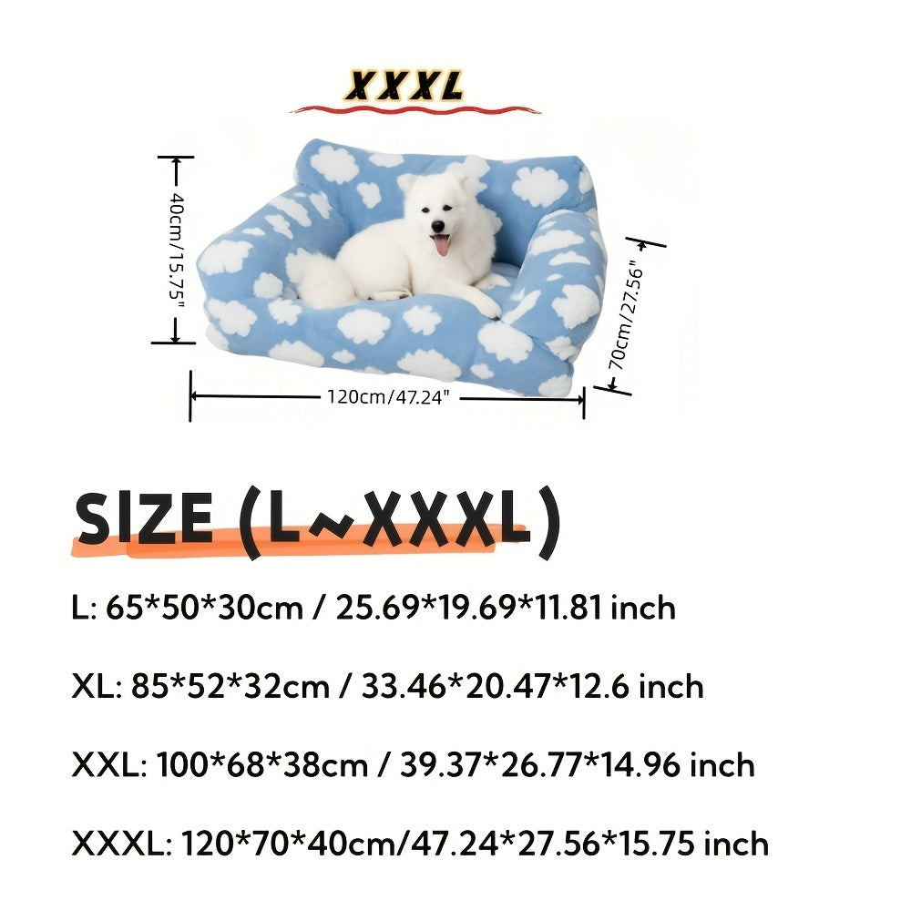 [Cozy Pet Sofa] Large Cozy Cloud Pattern Pet Sofa Bed | Soft & Warm, Detachable Cover, Durable Polyester, Ideal for Indoor/Outdoor Use, All-Season Sofa Bed for Dogs & Cats