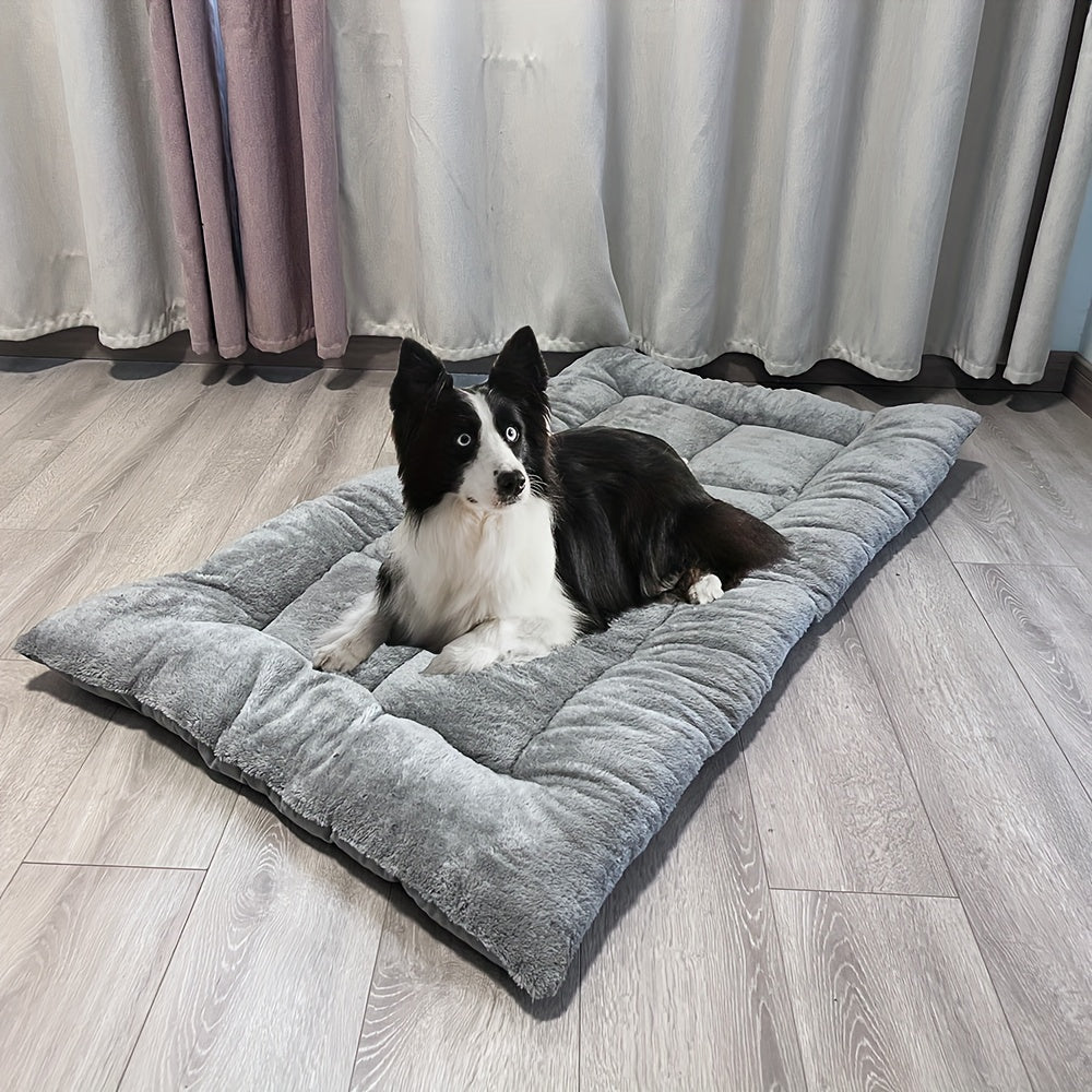 1pc Extra Large Plush Dog Bed Mat, Ultra-Soft Polyester Pet Sofa with Checkered Pattern, Thickened Fiber Filling for Cozy Comfort - Ideal for Small, Medium, and Large Dogs