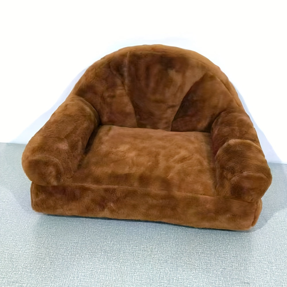 1pc Cozy Pet Sofa Bed, Polyester Cat and Dog Lounger with Removable Washable Cover, All-Season Comfort for Cats and Small Pets, Indoor Pet Bed|Modern Pet Furniture|Washable Pet Bed