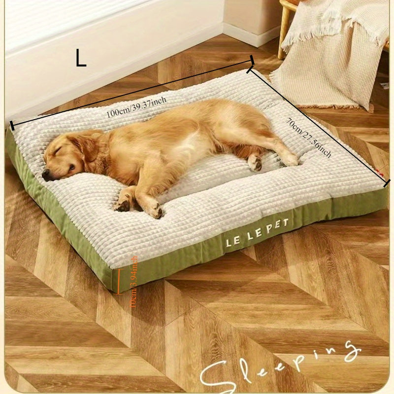 Cozy Plaid Winter Dog Bed - Soft Polyester, Washable, Multi-Size, Removable for Large Breeds | All-Season Comfort
