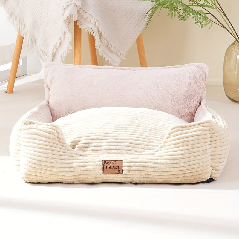 1pc Detachable And Washable Corduroy Back Dog Nest, Warm Cat Nest Mat Sleeping Warm Furry Nest Winter Four Seasons
