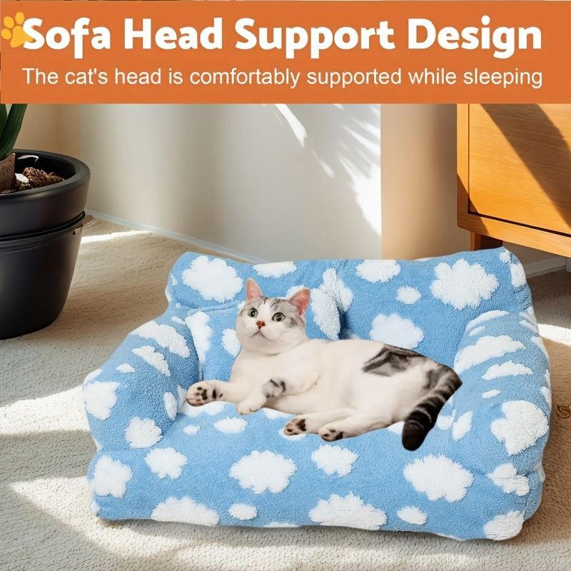 [Cozy Pet Sofa] Large Cozy Cloud Pattern Pet Sofa Bed | Soft & Warm, Detachable Cover, Durable Polyester, Ideal for Indoor/Outdoor Use, All-Season Sofa Bed for Dogs & Cats