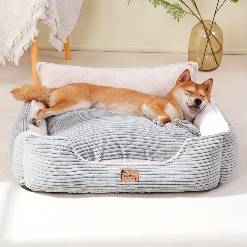 1pc Detachable And Washable Corduroy Back Dog Nest, Warm Cat Nest Mat Sleeping Warm Furry Nest Winter Four Seasons