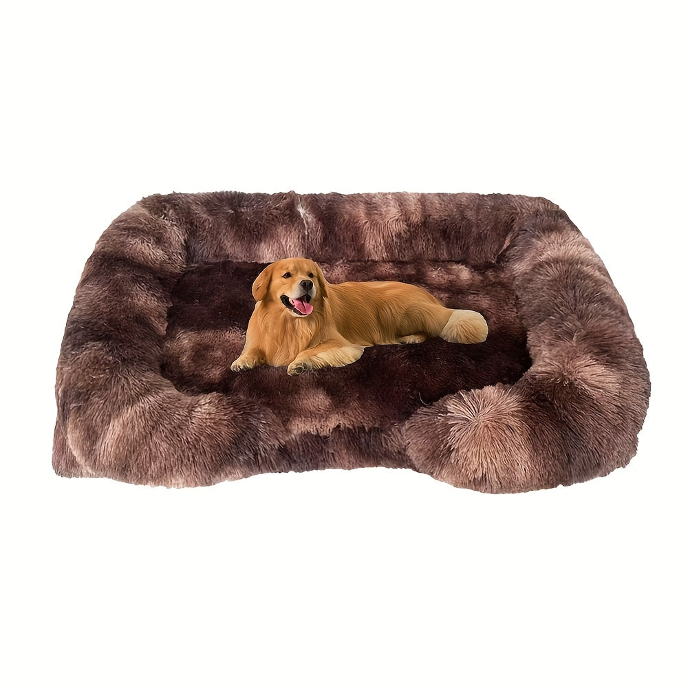 Removable Double-Layer Long Fur Pet Sofa for Dogs, Polyester Fiber Fill, Small to Large Breed Dog Bed, Easy Assembly, Mixed Colors, Cozy Plush Texture, Detachable Design for Cleaning, Perfect for All Seasons, Sofa Pet Bed