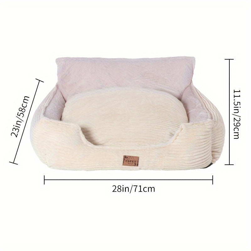 1pc Detachable And Washable Corduroy Back Dog Nest, Warm Cat Nest Mat Sleeping Warm Furry Nest Winter Four Seasons