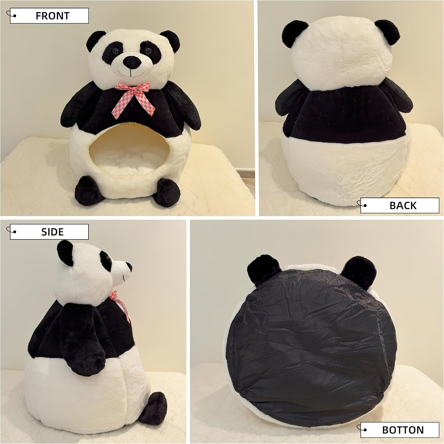 Cozy Portable Pet Bed for Cats & Small Dogs - Warm, Semi-Enclosed Nest with Cute Bear Design, Polyester, Contemporary Style