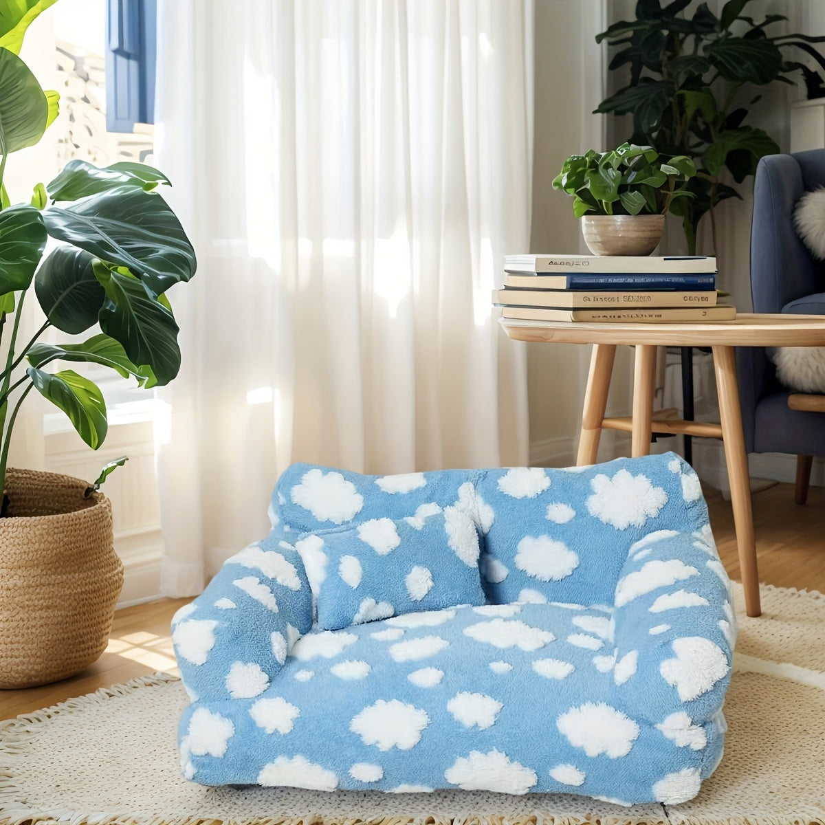 [Cozy Pet Sofa] Large Cozy Cloud Pattern Pet Sofa Bed | Soft & Warm, Detachable Cover, Durable Polyester, Ideal for Indoor/Outdoor Use, All-Season Sofa Bed for Dogs & Cats