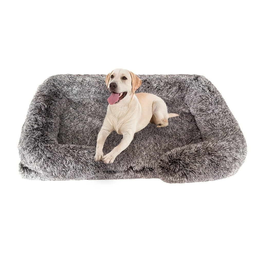 Removable Double-Layer Long Fur Pet Sofa for Dogs, Polyester Fiber Fill, Small to Large Breed Dog Bed, Easy Assembly, Mixed Colors, Cozy Plush Texture, Detachable Design for Cleaning, Perfect for All Seasons, Sofa Pet Bed