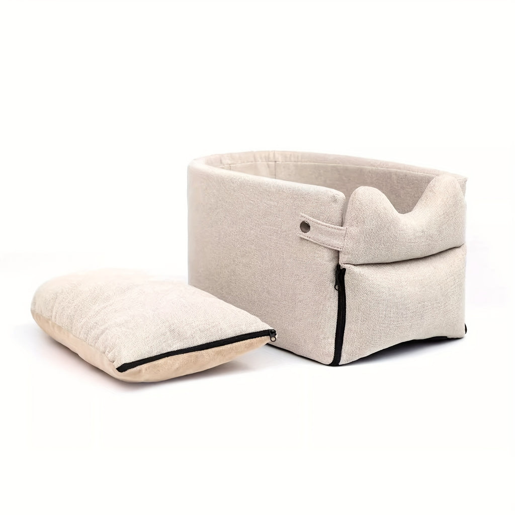 [Cozy Dog Bed] Soft, Warm 1pc Cozy Polyester Dog Bed | Removable Cover, Secure Pet Car Seat for Small to Medium Breeds, Ideal for Traveling - Travel Comfort, Plush Interior, Secure Closure