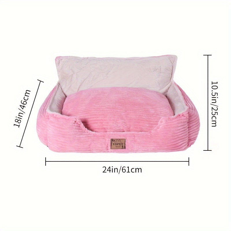 1pc Detachable And Washable Corduroy Back Dog Nest, Warm Cat Nest Mat Sleeping Warm Furry Nest Winter Four Seasons