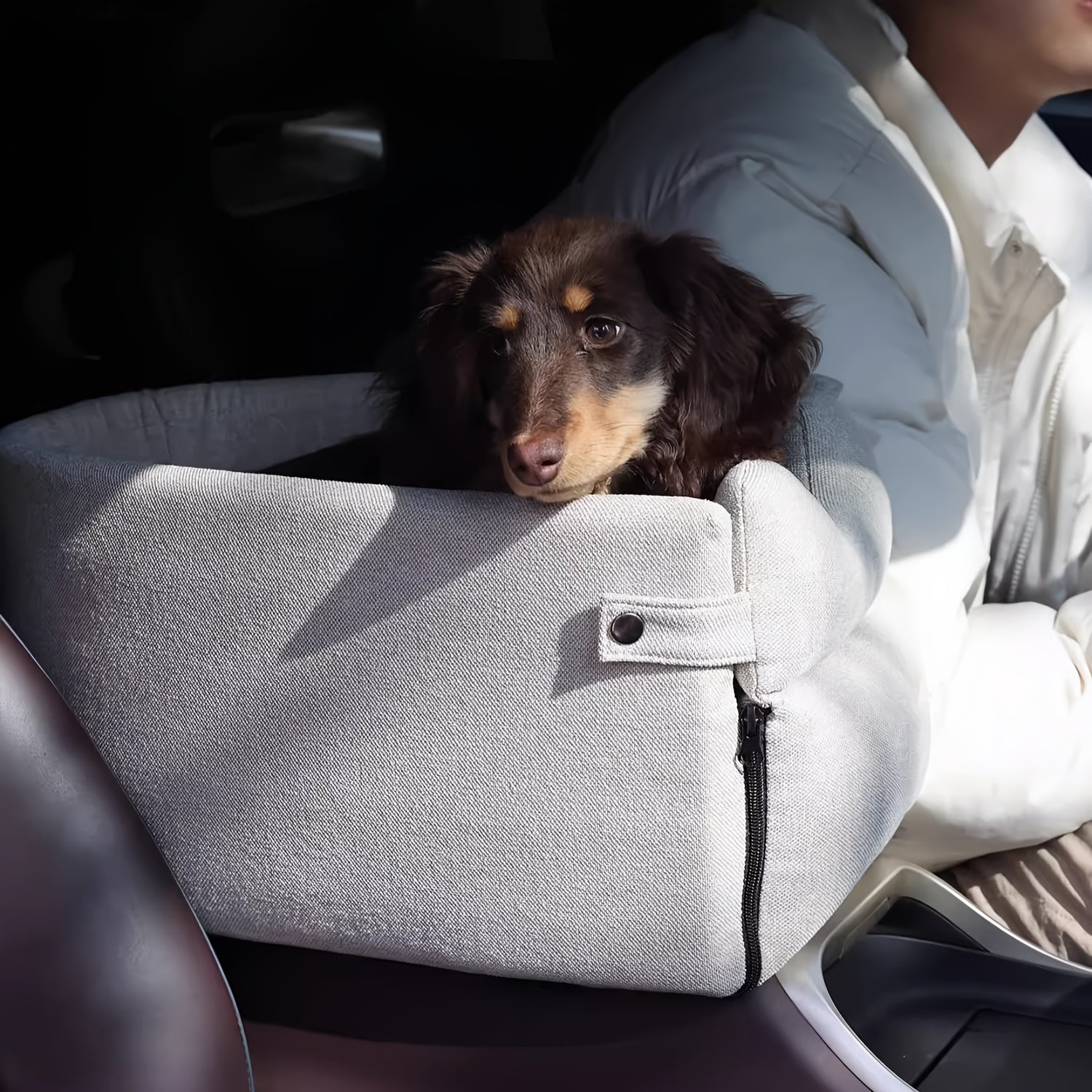 [Cozy Dog Bed] Soft, Warm 1pc Cozy Polyester Dog Bed | Removable Cover, Secure Pet Car Seat for Small to Medium Breeds, Ideal for Traveling - Travel Comfort, Plush Interior, Secure Closure