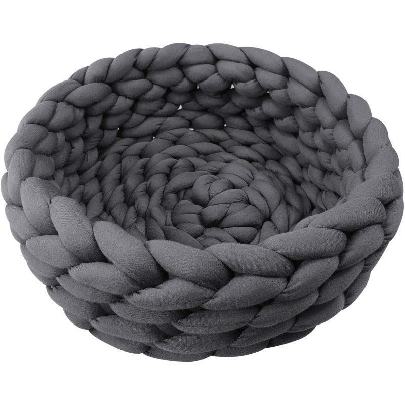 1pc Lucky Monet Cat Cave Bed, Knitted Round Pet Bed, Cute Bohemian Style Warm Woven Nest, Suitable for Puppies and Cats