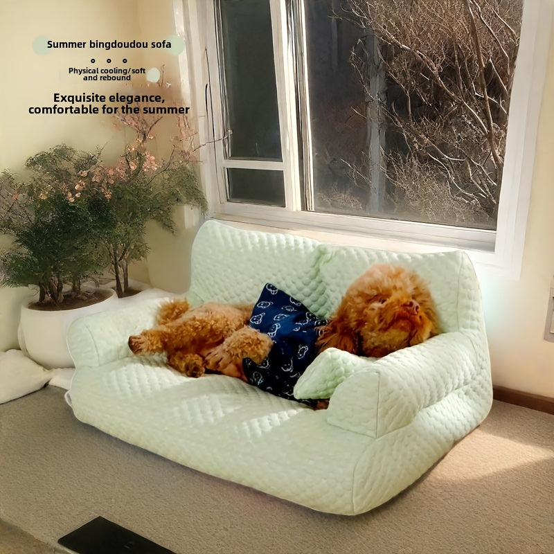 Large Green Ice Bean Fabric Sofa for Dogs & Cats - Cooling Durable Bed with Plush Polyester Fill, All-Season Cozy Sleeping for Small Medium Large Pets, Multi-Size Options for Living Room & Bedroom, Pet Comfort Bed, Playful Design, Snug Pet Furniture