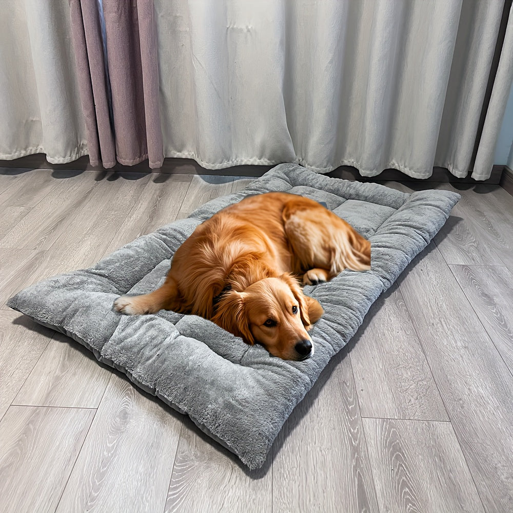 1pc Extra Large Plush Dog Bed Mat, Ultra-Soft Polyester Pet Sofa with Checkered Pattern, Thickened Fiber Filling for Cozy Comfort - Ideal for Small, Medium, and Large Dogs