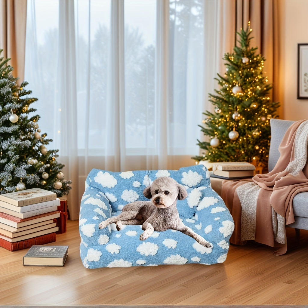 [Cozy Pet Sofa] Large Cozy Cloud Pattern Pet Sofa Bed | Soft & Warm, Detachable Cover, Durable Polyester, Ideal for Indoor/Outdoor Use, All-Season Sofa Bed for Dogs & Cats