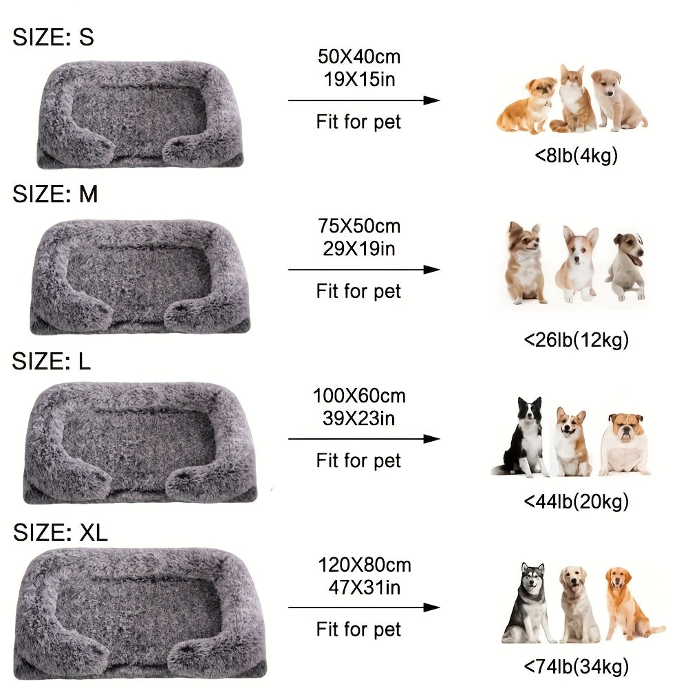 Removable Double-Layer Long Fur Pet Sofa for Dogs, Polyester Fiber Fill, Small to Large Breed Dog Bed, Easy Assembly, Mixed Colors, Cozy Plush Texture, Detachable Design for Cleaning, Perfect for All Seasons, Sofa Pet Bed