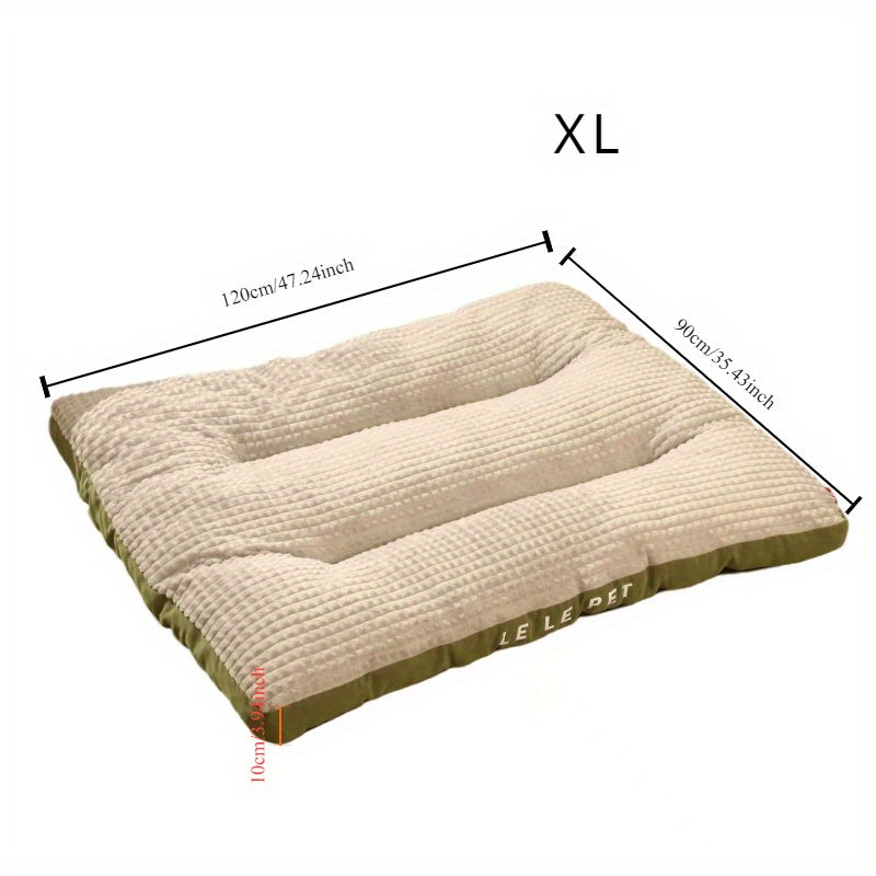 Cozy Plaid Winter Dog Bed - Soft Polyester, Washable, Multi-Size, Removable for Large Breeds | All-Season Comfort