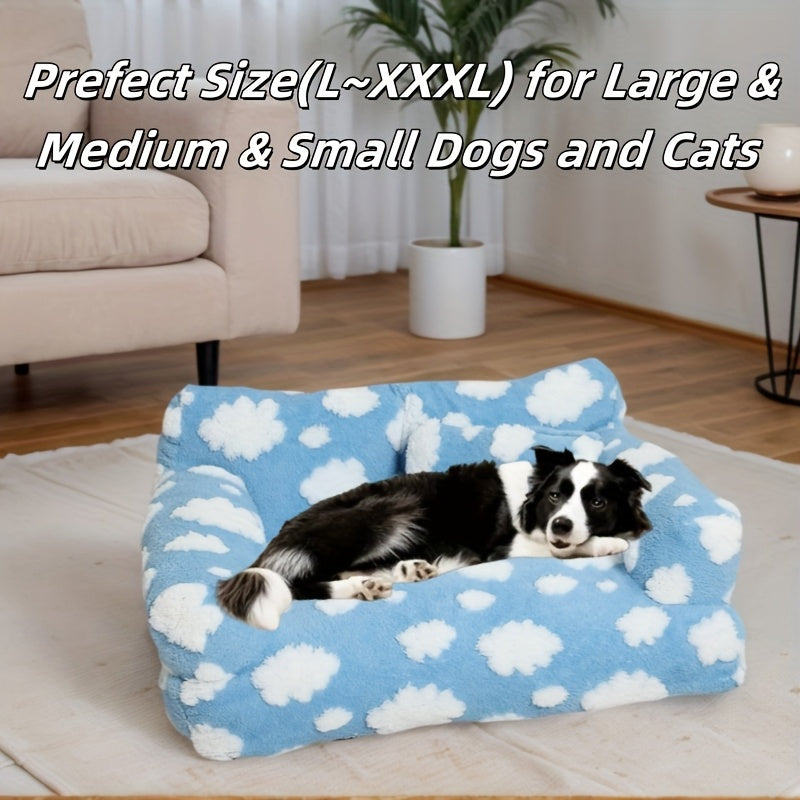 [Cozy Pet Sofa] Large Cozy Cloud Pattern Pet Sofa Bed | Soft & Warm, Detachable Cover, Durable Polyester, Ideal for Indoor/Outdoor Use, All-Season Sofa Bed for Dogs & Cats
