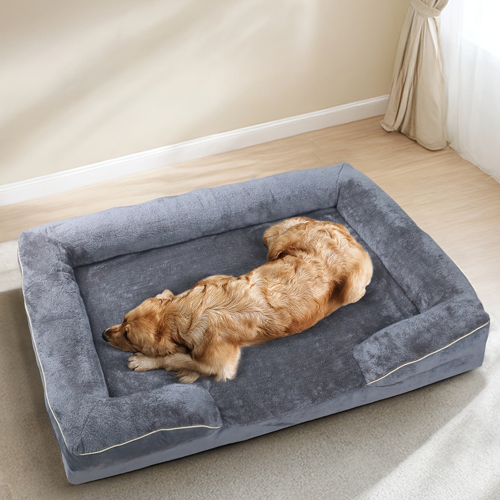 Luxury Plush Dog Bed Sofa - Soft, Washable, All-Season Comfort in Deep Gray - Perfect for Small to Large Breeds - Cozy and Durable Polyester Design