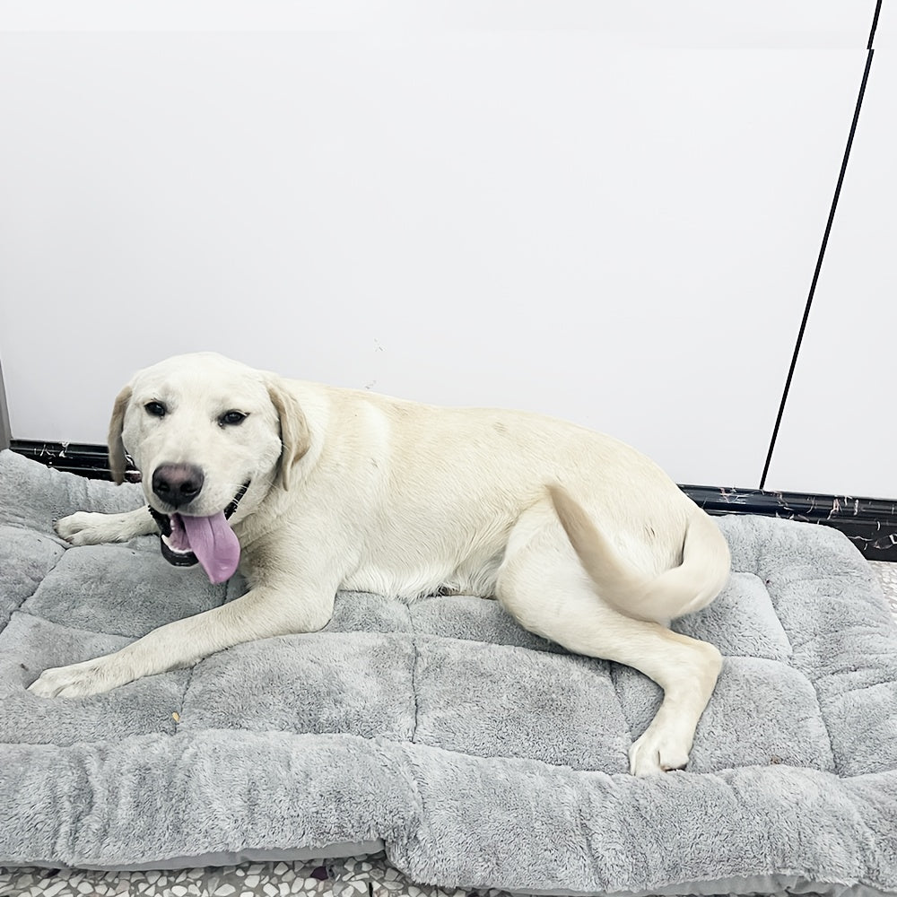 1pc Extra Large Plush Dog Bed Mat, Ultra-Soft Polyester Pet Sofa with Checkered Pattern, Thickened Fiber Filling for Cozy Comfort - Ideal for Small, Medium, and Large Dogs