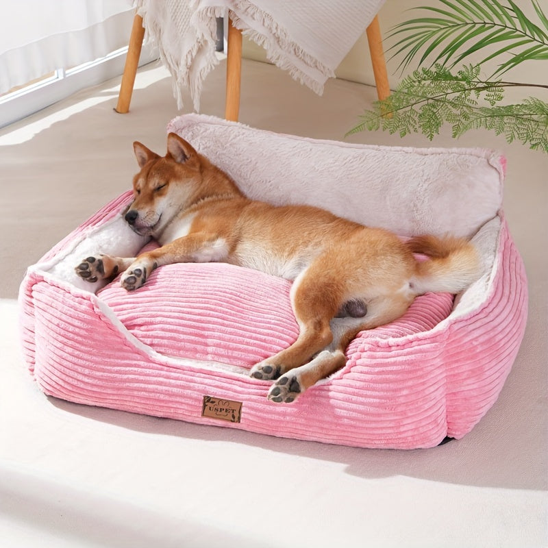 1pc Detachable And Washable Corduroy Back Dog Nest, Warm Cat Nest Mat Sleeping Warm Furry Nest Winter Four Seasons