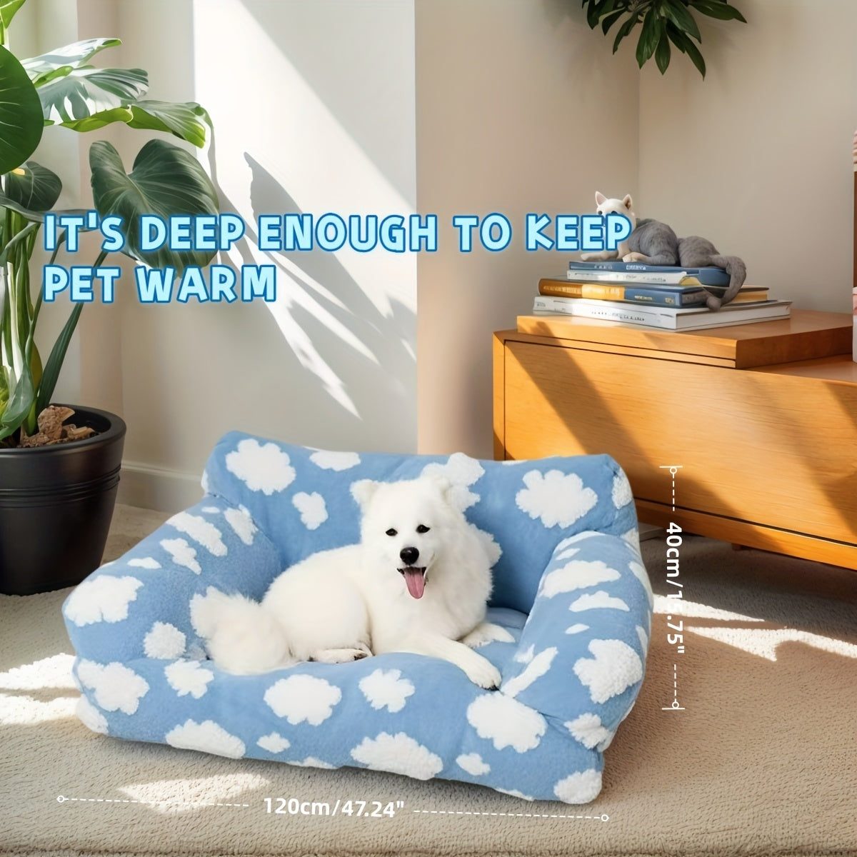 [Cozy Pet Sofa] Large Cozy Cloud Pattern Pet Sofa Bed | Soft & Warm, Detachable Cover, Durable Polyester, Ideal for Indoor/Outdoor Use, All-Season Sofa Bed for Dogs & Cats