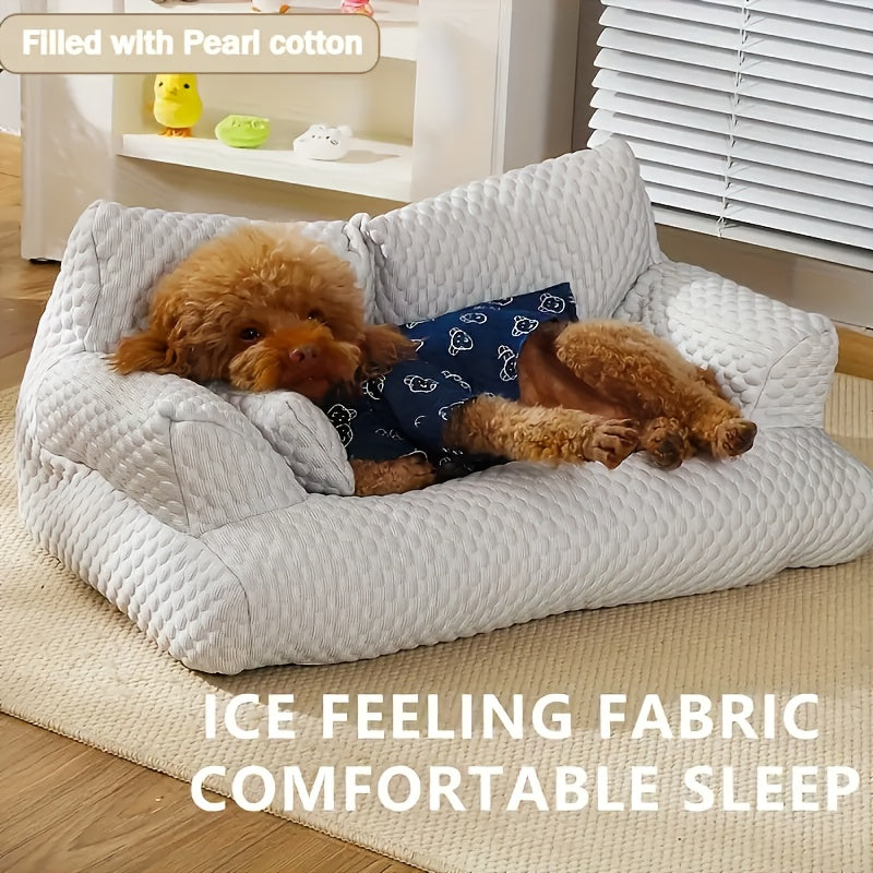 Large Green Ice Bean Fabric Sofa for Dogs & Cats - Cooling Durable Bed with Plush Polyester Fill, All-Season Cozy Sleeping for Small Medium Large Pets, Multi-Size Options for Living Room & Bedroom, Pet Comfort Bed, Playful Design, Snug Pet Furniture