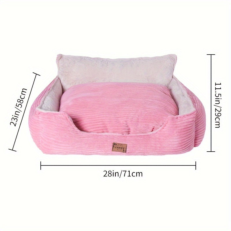 1pc Detachable And Washable Corduroy Back Dog Nest, Warm Cat Nest Mat Sleeping Warm Furry Nest Winter Four Seasons