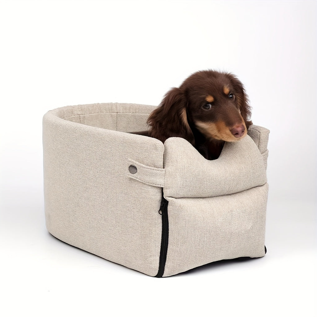 [Cozy Dog Bed] Soft, Warm 1pc Cozy Polyester Dog Bed | Removable Cover, Secure Pet Car Seat for Small to Medium Breeds, Ideal for Traveling - Travel Comfort, Plush Interior, Secure Closure