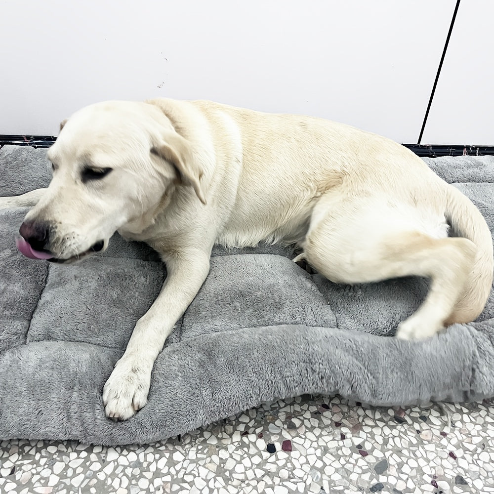 1pc Extra Large Plush Dog Bed Mat, Ultra-Soft Polyester Pet Sofa with Checkered Pattern, Thickened Fiber Filling for Cozy Comfort - Ideal for Small, Medium, and Large Dogs