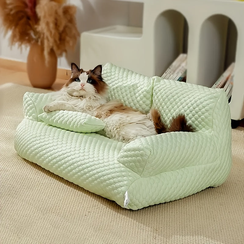 Large Green Ice Bean Fabric Sofa for Dogs & Cats - Cooling Durable Bed with Plush Polyester Fill, All-Season Cozy Sleeping for Small Medium Large Pets, Multi-Size Options for Living Room & Bedroom, Pet Comfort Bed, Playful Design, Snug Pet Furniture