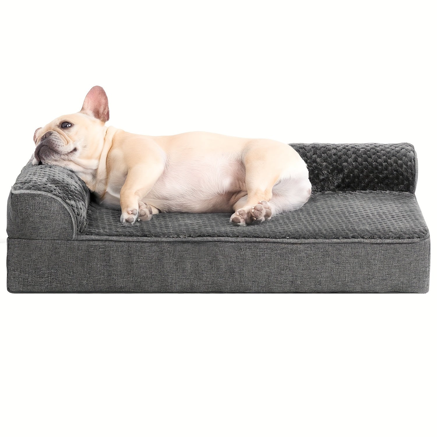Orthopedic Dog Bed for Winter Warmth - Plush Gray Polyester Pet Bed with Ergonomic Support, Durable Rectangular Design for Medium, Large, Small & Extra-Small Breeds, Pet Winter Bed, Plush Pet Sofa, Ergonomic Pet Sofa