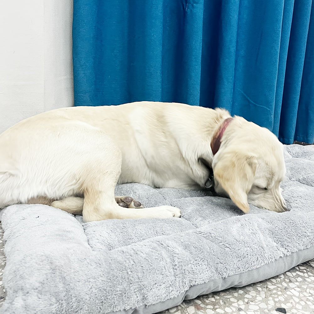 1pc Extra Large Plush Dog Bed Mat, Ultra-Soft Polyester Pet Sofa with Checkered Pattern, Thickened Fiber Filling for Cozy Comfort - Ideal for Small, Medium, and Large Dogs