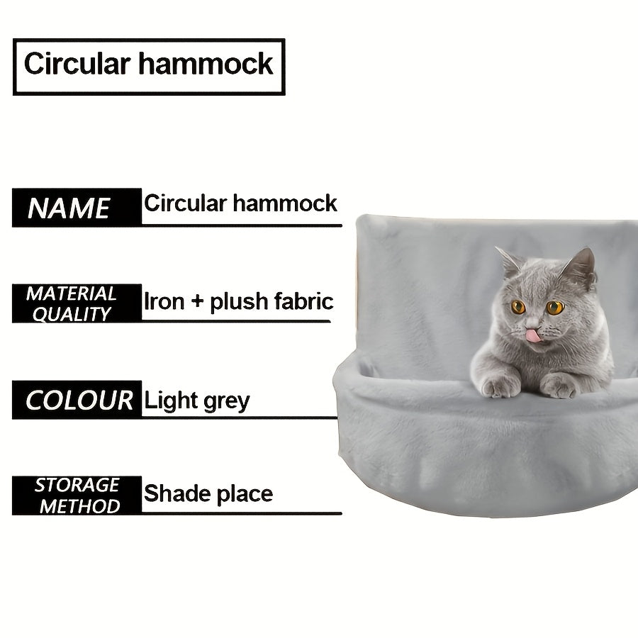 Sturdy Steel Frame Cat Hammock with Plush Polyester Circular Pet Bed - Warm & Comfortable Hanging Nest for Indoor/Outdoor Cats, Kittens, Puppies & Small Dogs - Easy to Assemble Safe Cozy Sleeping Bag, Cat Window Hammock, Soft Fabric, Indoor Pets