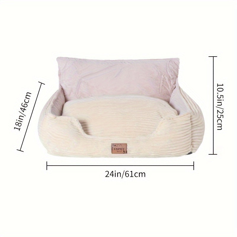 1pc Detachable And Washable Corduroy Back Dog Nest, Warm Cat Nest Mat Sleeping Warm Furry Nest Winter Four Seasons