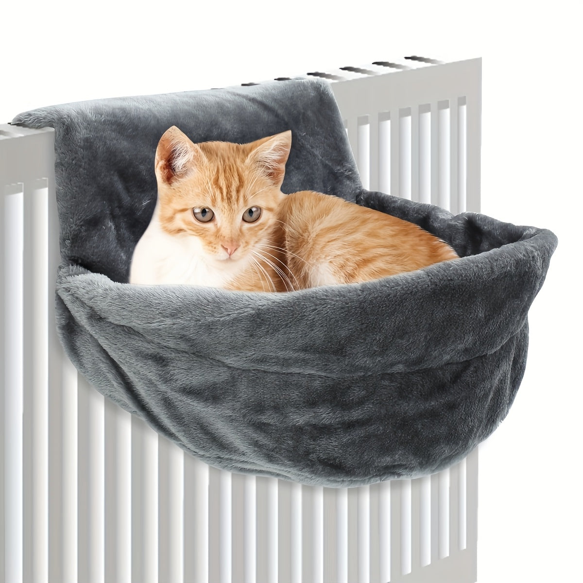 Sturdy Steel Frame Cat Hammock with Plush Polyester Circular Pet Bed - Warm & Comfortable Hanging Nest for Indoor/Outdoor Cats, Kittens, Puppies & Small Dogs - Easy to Assemble Safe Cozy Sleeping Bag, Cat Window Hammock, Soft Fabric, Indoor Pets