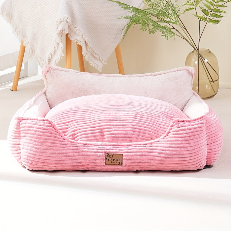 1pc Detachable And Washable Corduroy Back Dog Nest, Warm Cat Nest Mat Sleeping Warm Furry Nest Winter Four Seasons